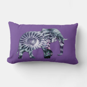 Animal Welfare - Elephant Silhouette Fractal 2 Lumbar Pillow