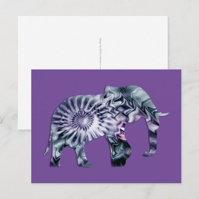 Animal Welfare - Elephant Silhouette Fractal 2 Postcard (Front/Back)