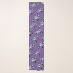 Animal Welfare - Elephant Silhouette Fractal 2 Scarf