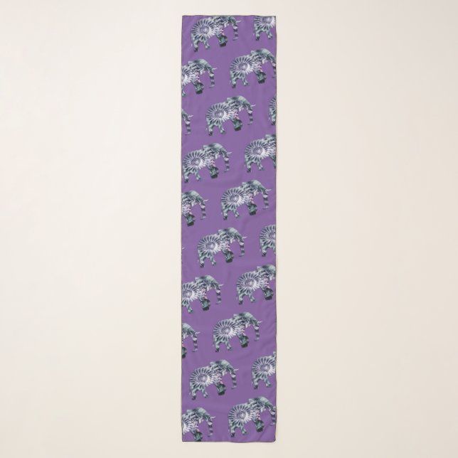 Animal Welfare - Elephant Silhouette Fractal 2 Scarf (Front)
