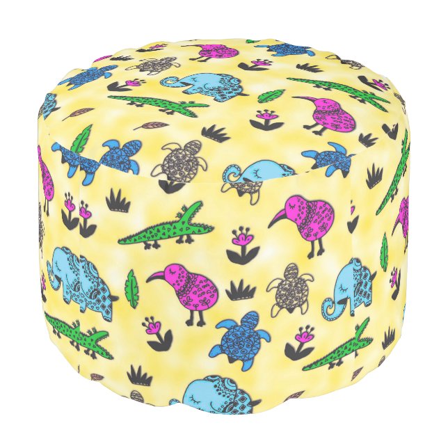 Animal Whirlwind Pouf (Angled Back)