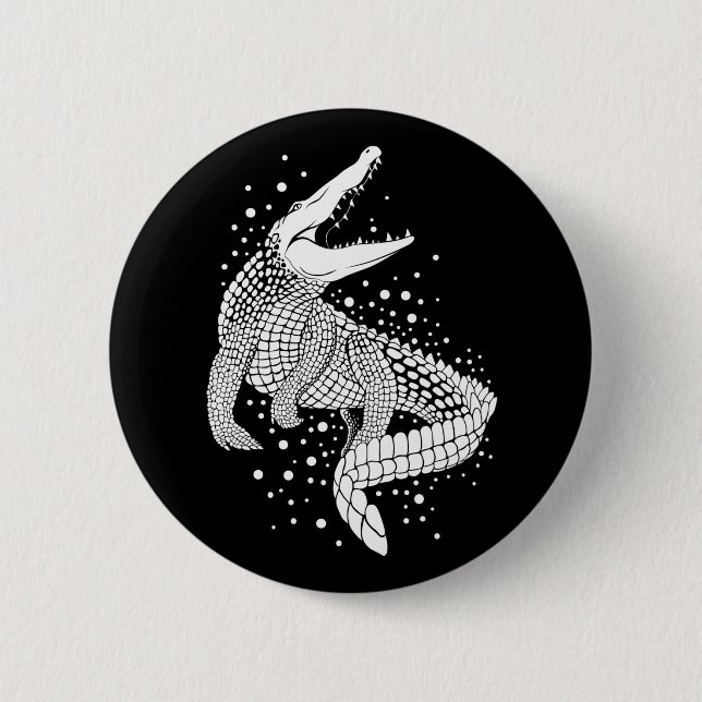 Animal White Silhouette - Crocodile Button (Front)