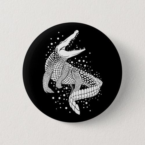 Animal White Silhouette _ Crocodile Button