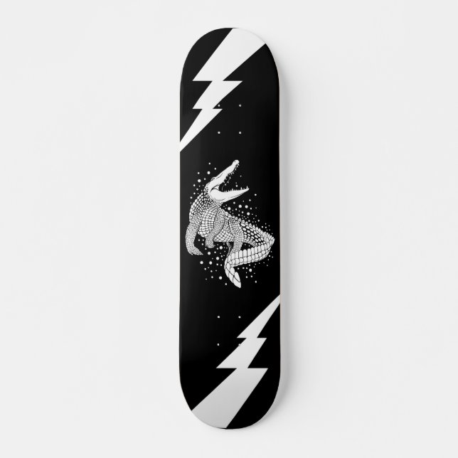 Animal White Silhouette - Crocodile Skateboard (Front)