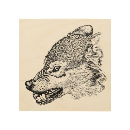 Animal Wildlife Art Angry Wolf Showing Teeth