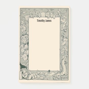 Animal Wildlife Border Gold Children's Book Post-it Notes by kidslife at Zazzle