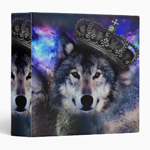 Animal wolf in crown 3 ring binder