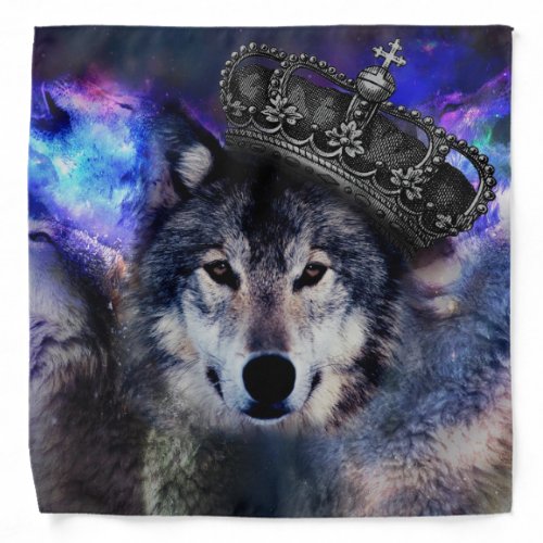 Animal wolf in crown bandana