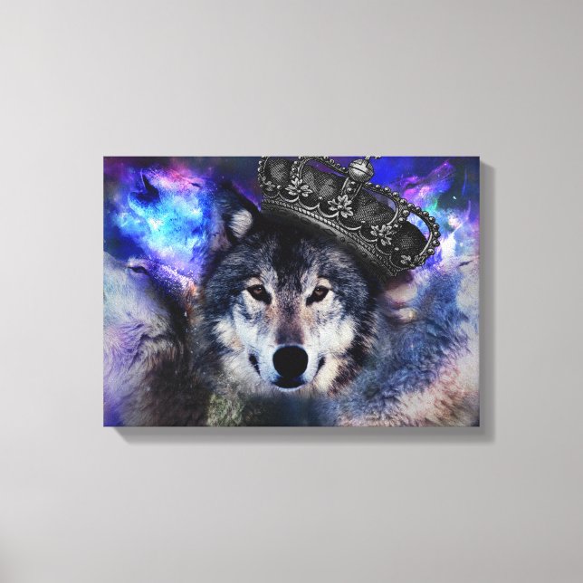 Animal wolf in crown canvas print (Front)