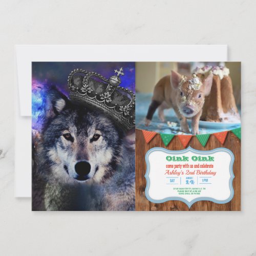 Animal wolf in crown invitation