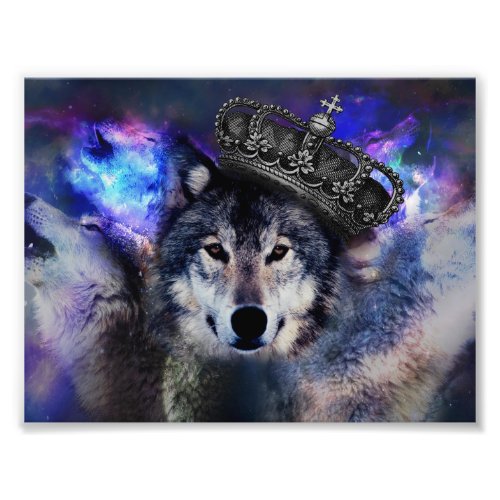 Animal wolf in crown photo print