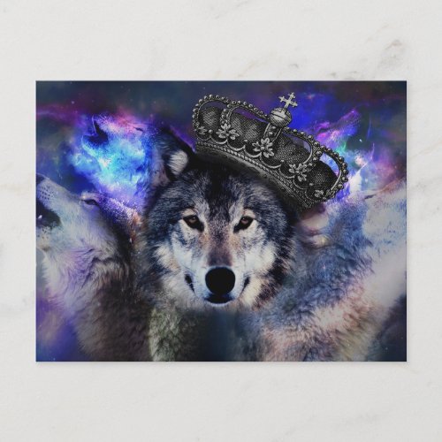 Animal wolf in crown postcard