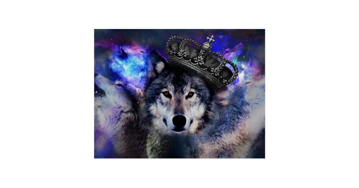 Animal wolf in crown postcard | Zazzle.com