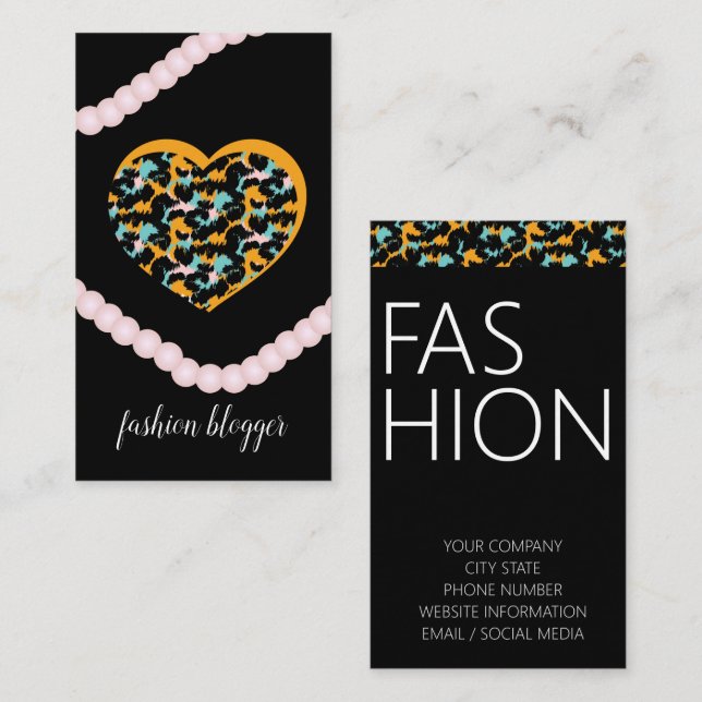 Animal Woman Beauty Fashionista Blogger Planner Bu Business Card (Front/Back)