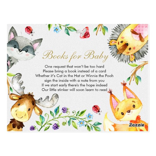 Animal Woodland - Bring a book insert Postcard | Zazzle.com