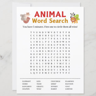Animal Word Search Game