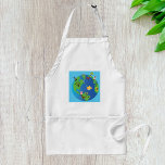 Animal World Map Cute Wildlife Illustration  Adult Apron