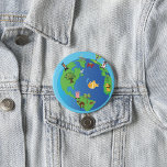 Animal World Map Cute Wildlife Illustration  Button