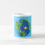 Animal World Map Cute Wildlife Illustration  Coffee Mug