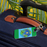 Animal World Map Cute Wildlife Illustration  Luggage Tag