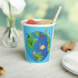 Animal World Map Cute Wildlife Illustration  Paper Cups