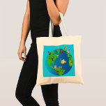 Animal World Map Cute Wildlife Illustration  Tote Bag