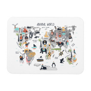 Animal World Map Magnet