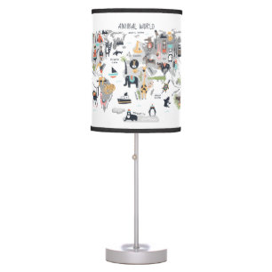 Animal World Map Table Lamp