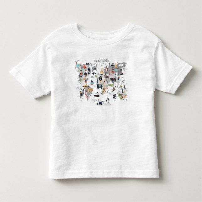 Animal World Map Toddler T-shirt (Front)