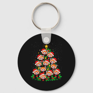 Animal Xmas Tree Santa Hat Red Panda Christmas T S Keychain