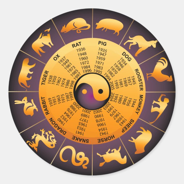 Animal Yin Yang Classic Round Sticker (Front)