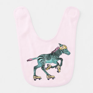 animal zebra roller skate baby bib