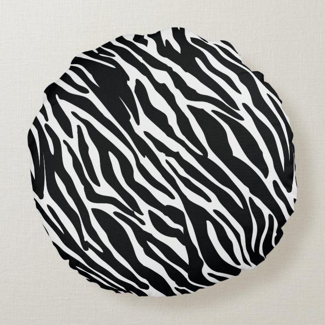 Animal zebra stripe seamless pattern design round pillow (Back)