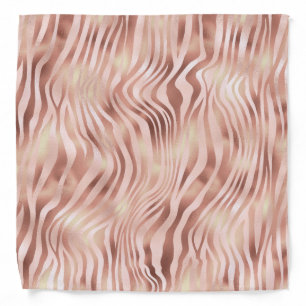 Animal Zebra Stripes Bright Pink Golden Bronze Bandana