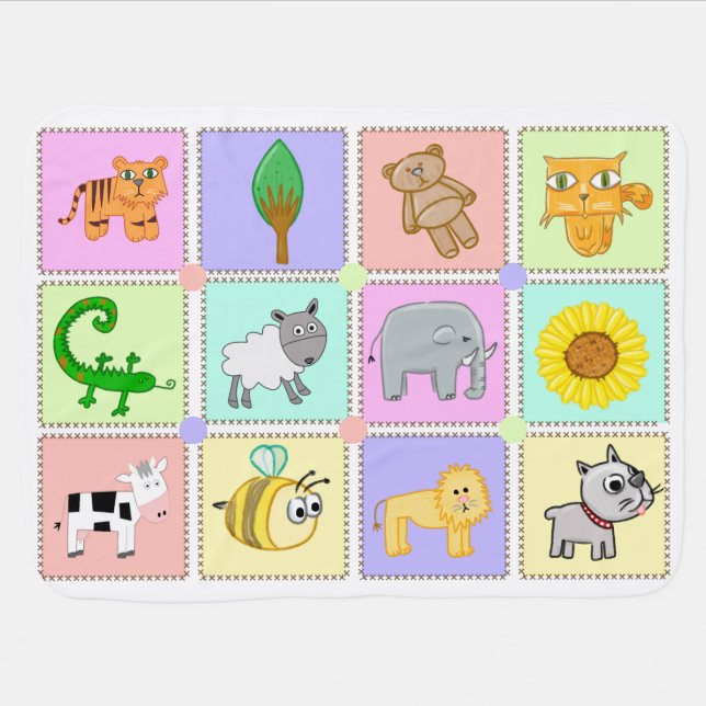 Animal Zoo Baby Blanket (Horizontal)