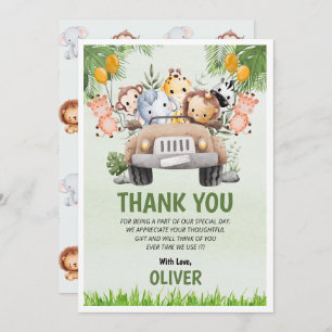 Animal Zoo Birthday 4th Thank You Flat Cards