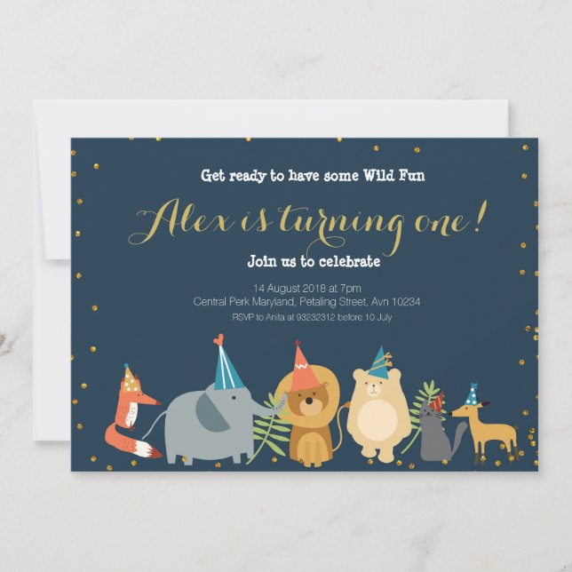 Animal Zoo Birthday Invitation (Front)