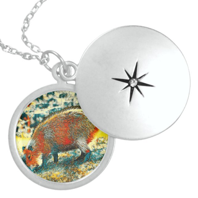 AnimalArt_Capybara_001 Locket Necklace (Front)