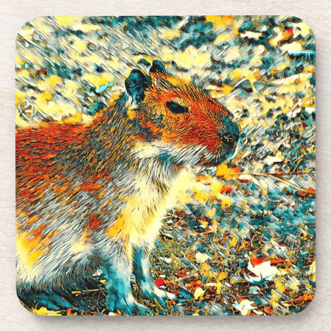 AnimalArt_Capybara_003 Beverage Coaster (Front)