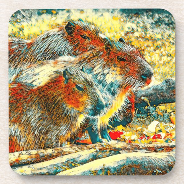 AnimalArt_Capybara_005 Beverage Coaster (Front)
