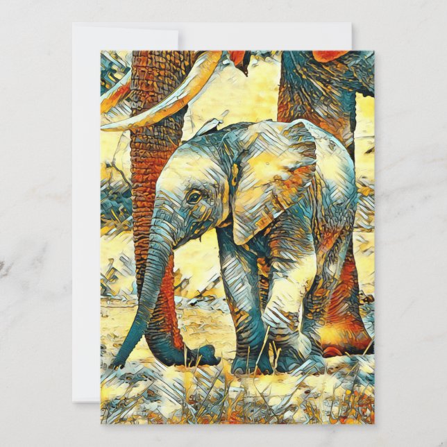 AnimalArt_Elephant_010 Holiday Card (Front)