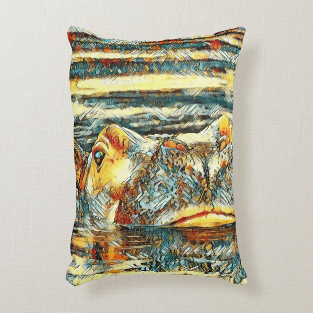 AnimalArt_Hippo_001 Accent Pillow (Front(Vertical))