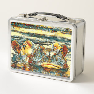 AnimalArt_Hippo_001 Metal Lunch Box