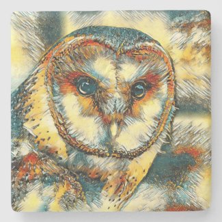 AnimalArt_Owl_20170915_by_JAMColors Stone Coaster