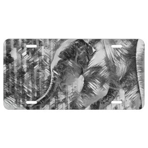 AnimalArtBW_Elephant_001 License Plate