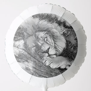 AnimalArtBW_Lion_001 Balloon