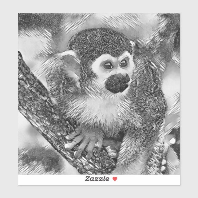 AnimalArtBW_Monkey_002 Sticker (Sheet)