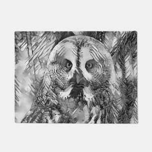 AnimalArtBW_Owl_001 Doormat
