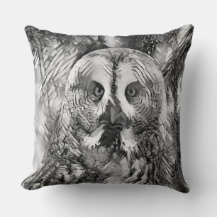 AnimalArtBW_Owl_001 Throw Pillow