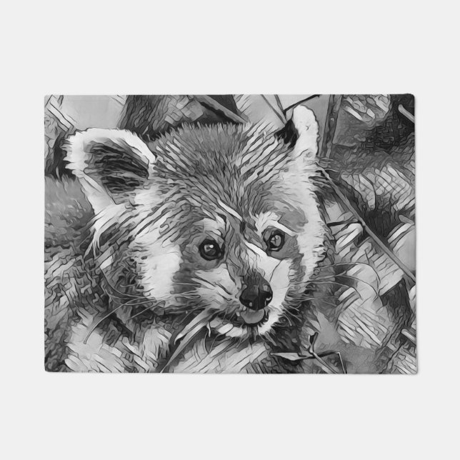 AnimalArtBW_RedPanda_003 Doormat (Front)